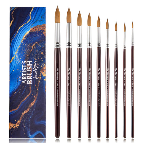 The Florence - 9 Sable Watercolour Brushes