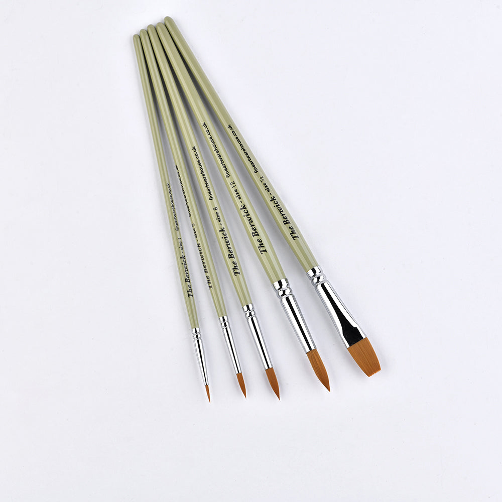 New The Berwick Synthetic Sable Artist Brush Set of 5