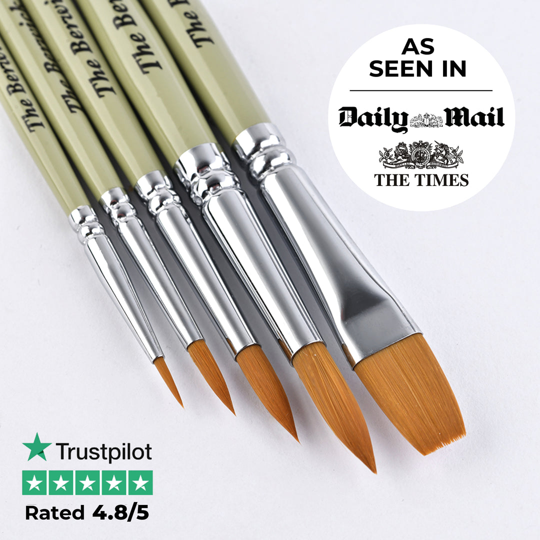 New The Berwick Synthetic Sable Artist Brush Set of 5