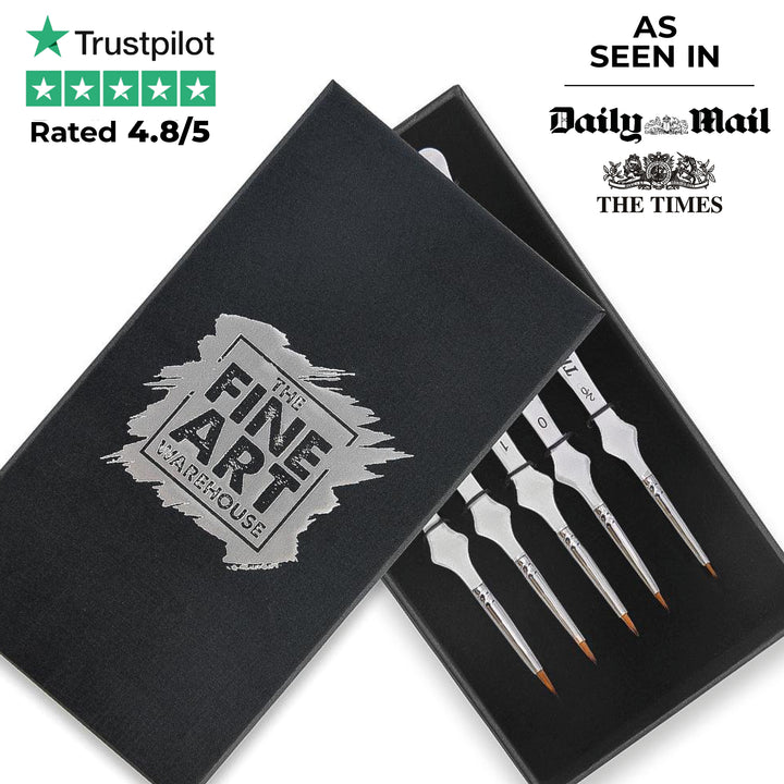Set of 5 Premium Fine Detail Artist Brush with Gift Box - 'The Chester' Set