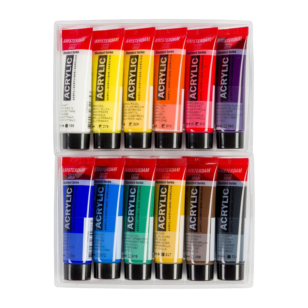 AMSTERDAM acrylic paint 12 selection set | 12 x 20 ml - The Fine Art Warehouse