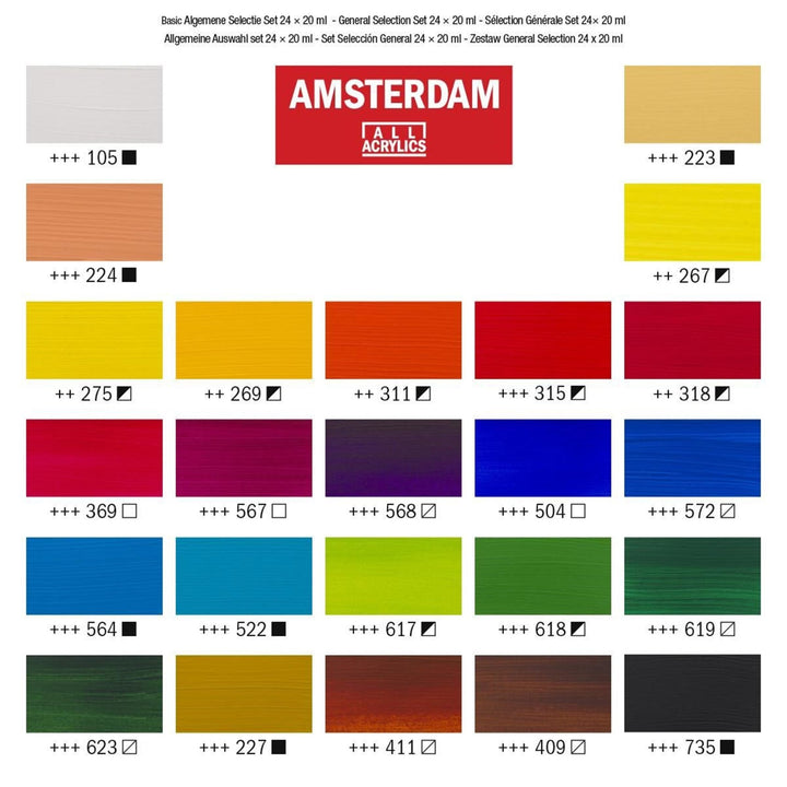 AMSTERDAM acrylic paint selection set | 24 x 20 ml - The Fine Art Warehouse