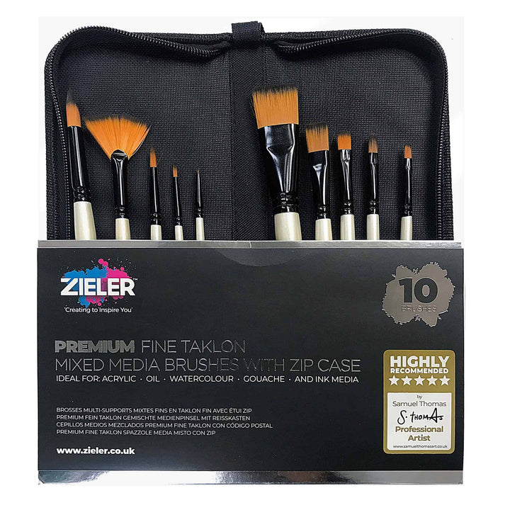 Complete Watercolour Painting Set – by Zieler | 24 Half Pan Watercolours with Sponges & Palette | 10 Premium Brushes | A3 Watercolour Pad | A3 Art Carry Bag - The Fine Art Warehouse