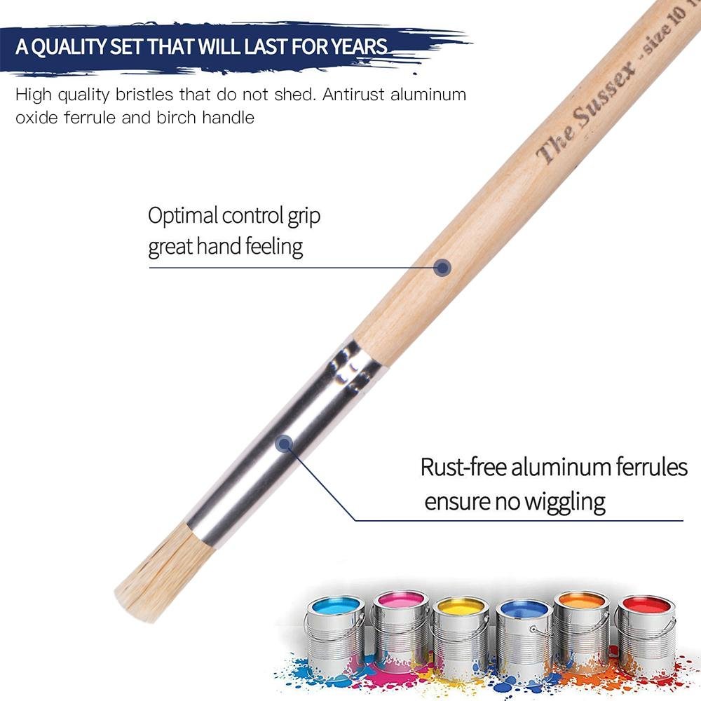 Natural Hair (budget) set of 6 round head brushes - sizes 2,4,6,8,10,12 - The Fine Art Warehouse