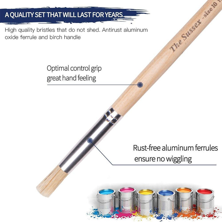 Natural Hair (budget) set of 6 round head brushes - sizes 2,4,6,8,10,12 - The Fine Art Warehouse