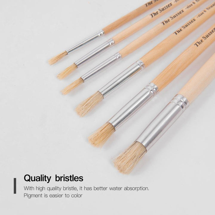 Natural Hair (budget) set of 6 round head brushes - sizes 2,4,6,8,10,12 - The Fine Art Warehouse