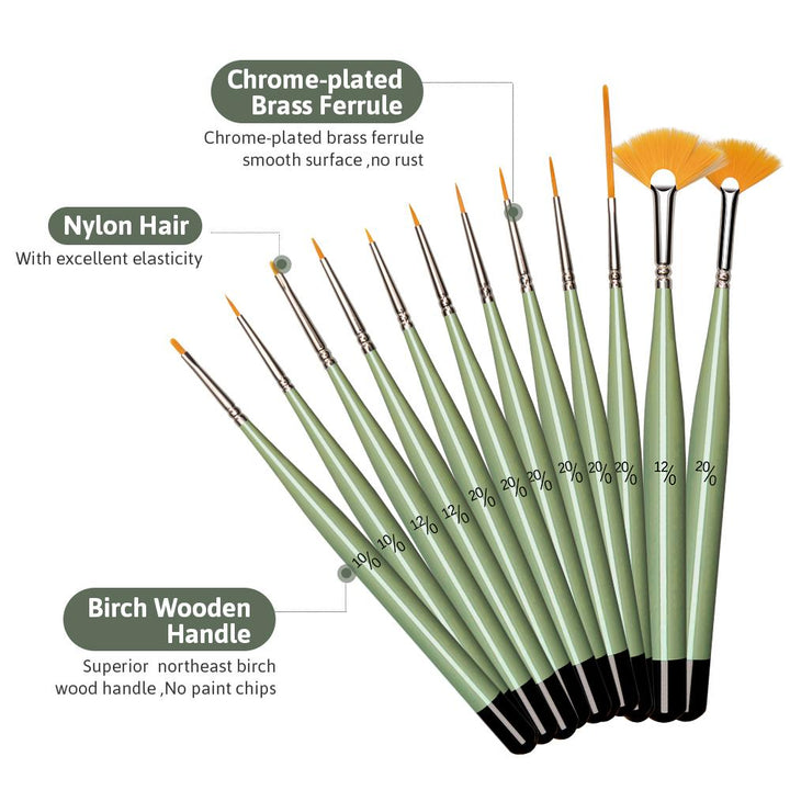 NEW: Set of 12 Fine Detail Brush Set - The Fine Art Warehouse