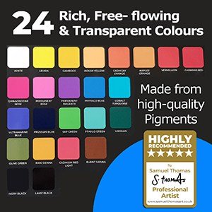 Premium 24 Half Pan Watercolour set with Detachable Pallet and 2 x Watercolour Brushes – by Zieler - The Fine Art Warehouse