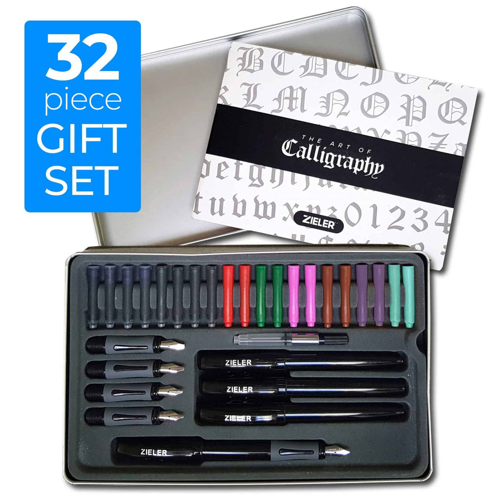 Ultimate Calligraphy Pen Gift Set (32 pieces) | Presented in a Tin Gift Box – by Zieler - The Fine Art Warehouse