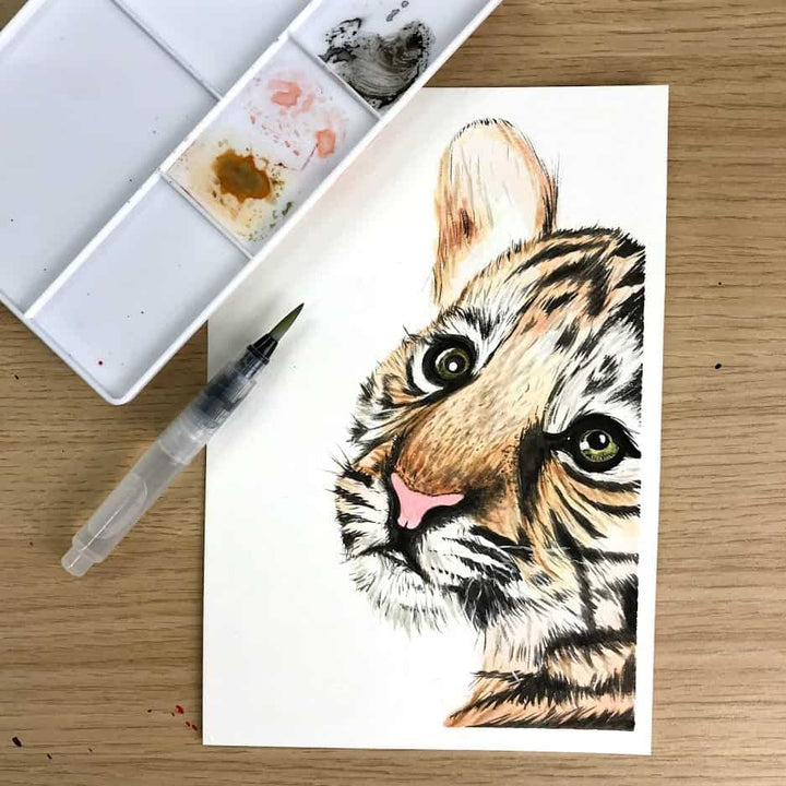 Watercolour Starter Art Gift Set – by Zieler | Contains: 24 Watercolour Half Pan Set, A4 Watercolour Pad & 5 Premium Watercolour Brushes - The Fine Art Warehouse