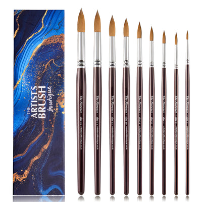 The Florence - 9 Sable Watercolour Brushes