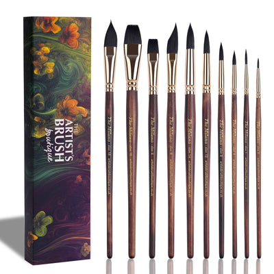 The Milano - 10-Piece Synthetic Squirrel Hair Brush Set + Gift Box