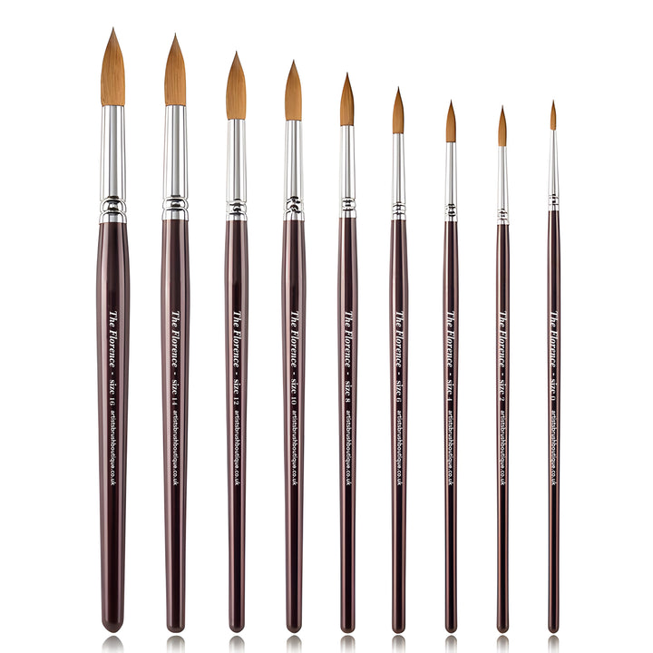 NEW - 9pcs Professional Sable Watercolor Brushes with Gift Box - The Florence