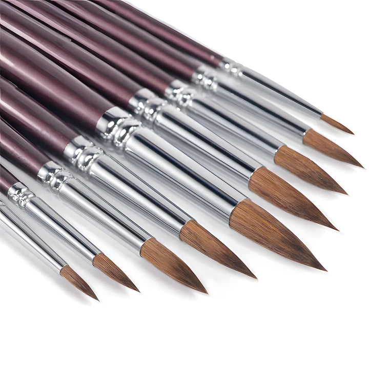 NEW - 9pcs Professional Sable Watercolor Brushes with Gift Box - The Florence