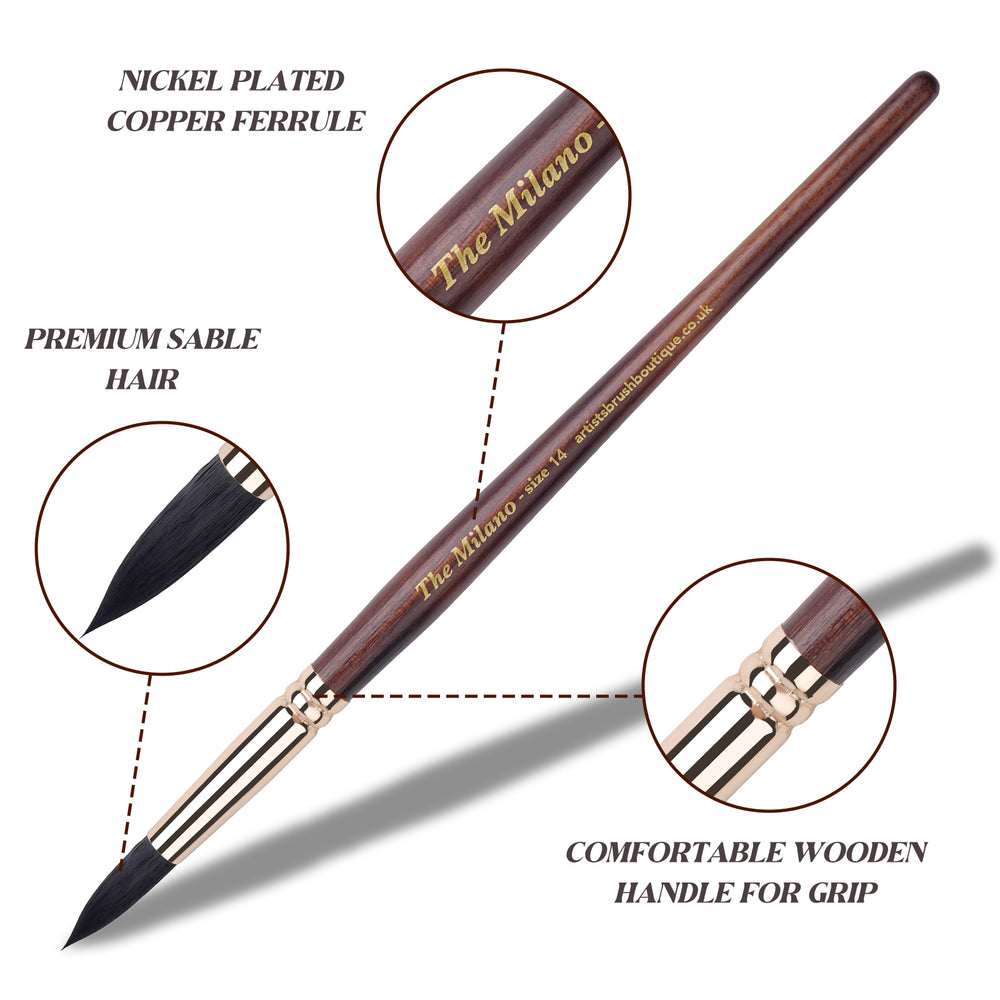 The Milano Squirrel Brush Set of 10 with Gift Box, view 3