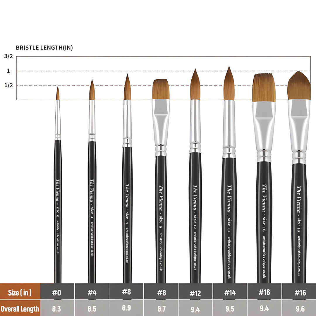 NEW - 8pcs Professional Sable Watercolor Brushes with Gift Box - The Vienna