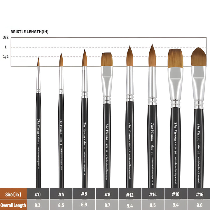 NEW - 8pcs Professional Sable Watercolor Brushes with Gift Box - The Vienna