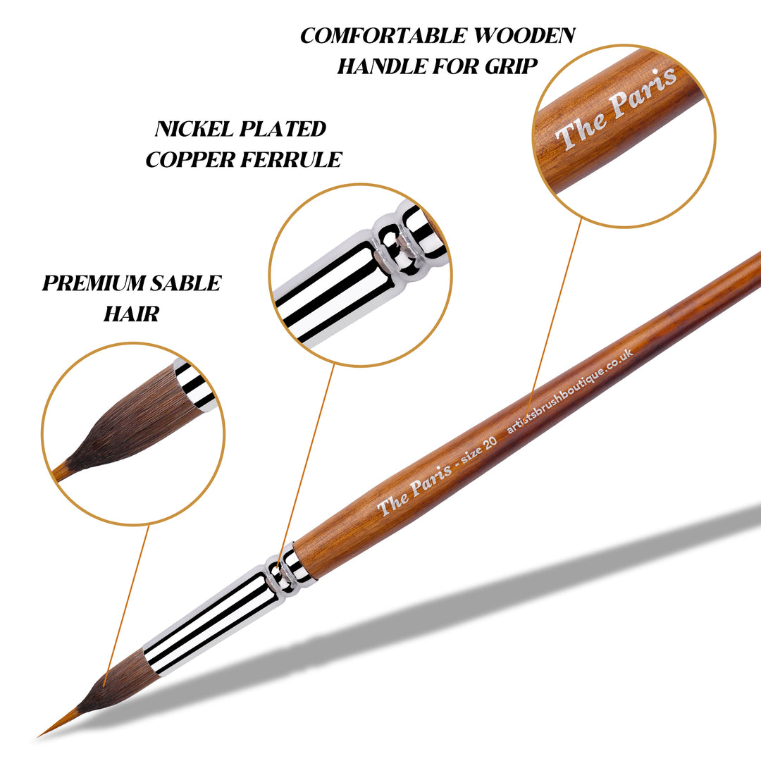 NEW: Extended Point Sable Detail Brushes with Gift Box - The Paris