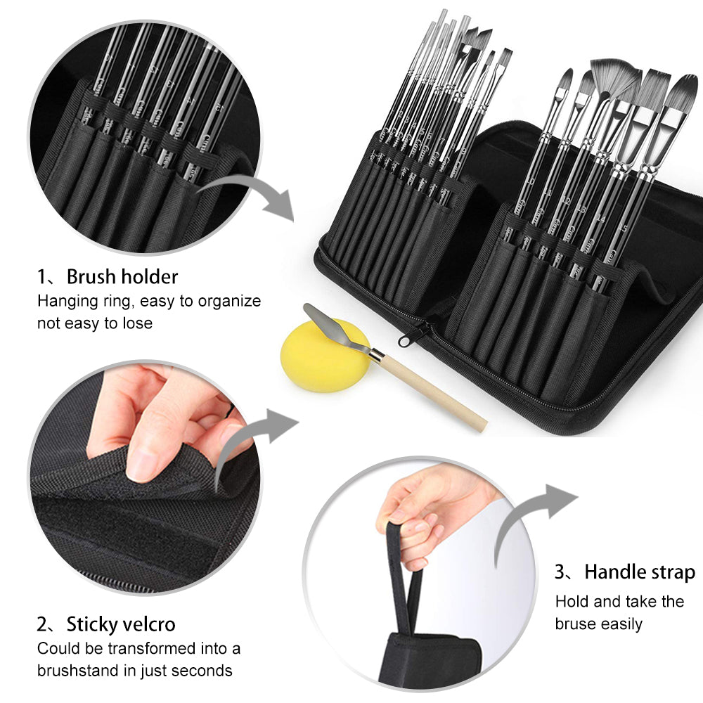 The Cambridge 15-Piece Artist Brush Set with Case, view 9