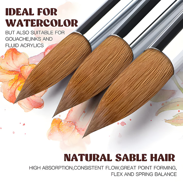 NEW - 9pcs Professional Sable Watercolor Brushes with Gift Box - The Florence