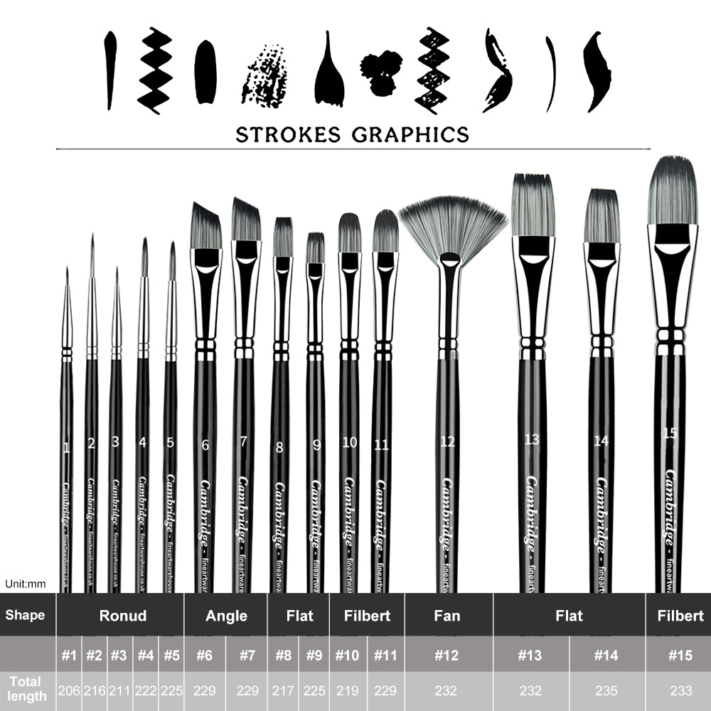 The Cambridge - 15-Piece Synthetic Artist Brush Set with Case