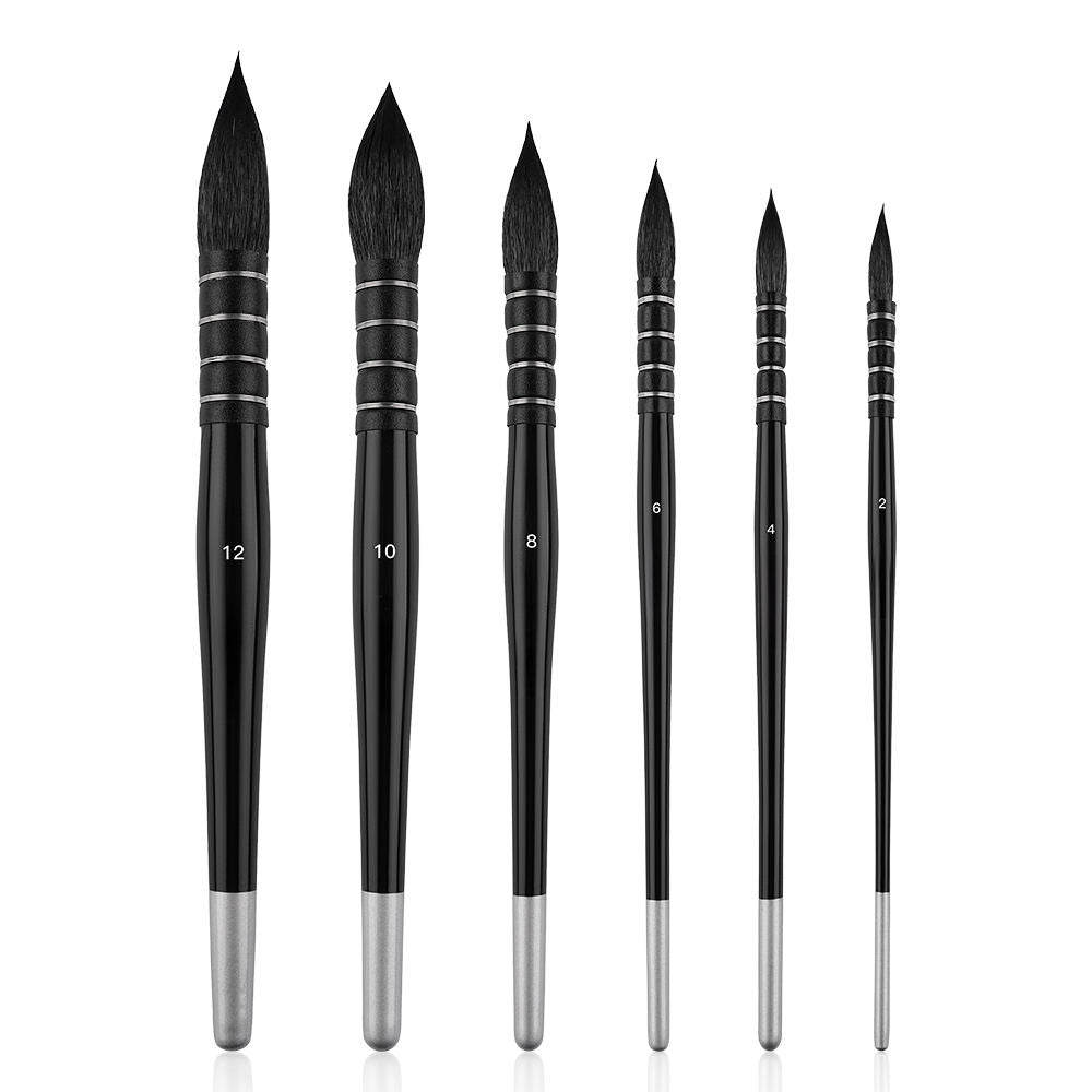 Set of 6 Squirrel Hair Mop Brushes