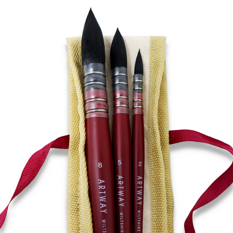 Set of 3 synthetic quill mop brushes