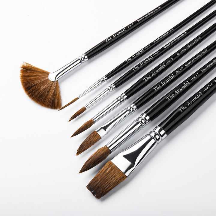 NEW: SYNTHETIC SABLE ARTIST BRUSH SET OF 7 - THE ARUNDEL