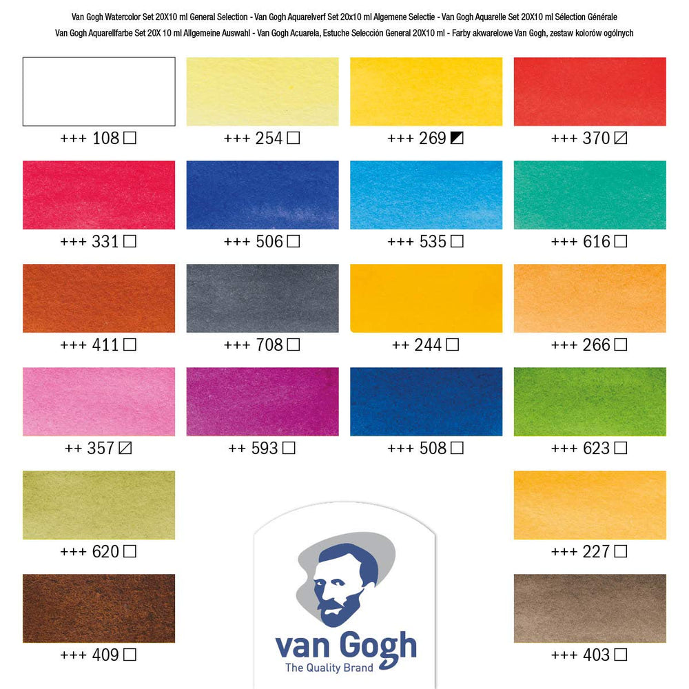NEW - Van Gogh Watercolour Set of 20 x 10 ml Tubes