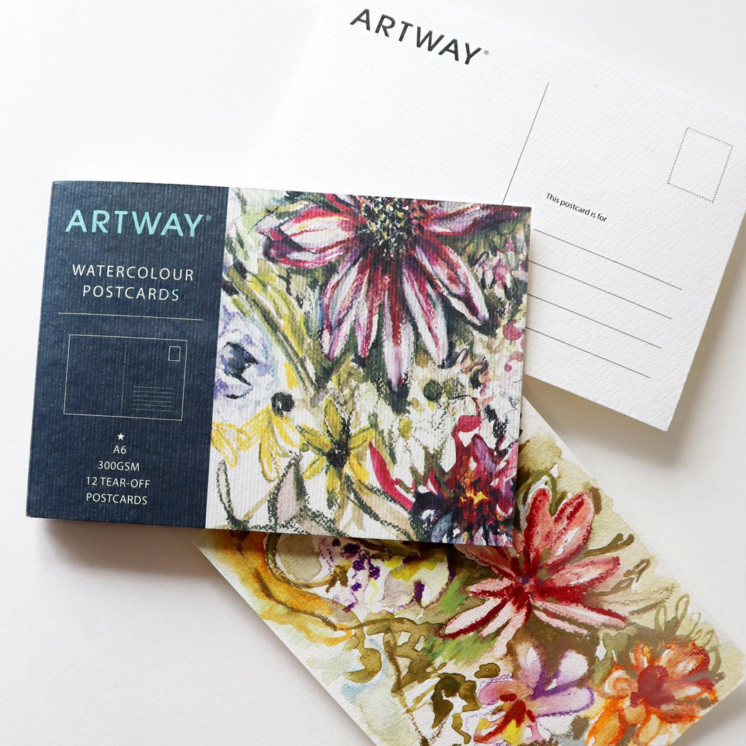 Artway Watercolour Postcard Book – 12 Postcards, A6 300gsm Cold Pressed Paper