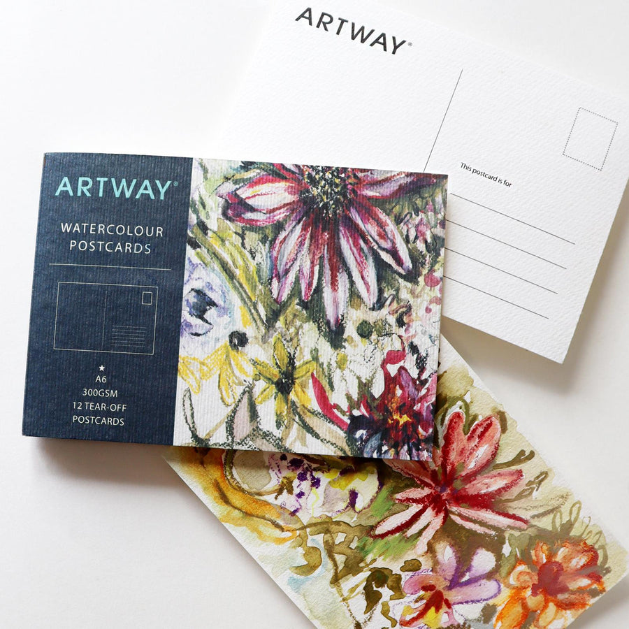 Artway Watercolour Postcard Book – 12 Postcards, A6 300gsm Cold Pressed Paper