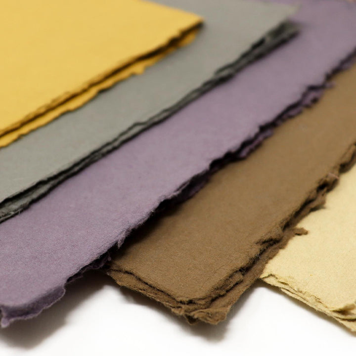 Artway Indigo Cotton Rag - Coloured Handmade Paper - Mixed pack of 5 Colours - Earthy Tones - 220gsm/250gsm - A4