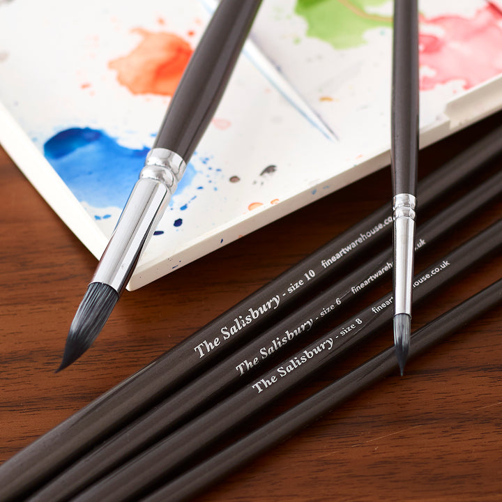 Set of 6 Professional Synthetic Round Head Artist Brush Set - 'The Salisbury'