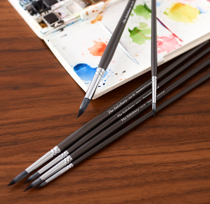 Set of 6 Professional Synthetic Round Head Artist Brush Set - 'The Salisbury'