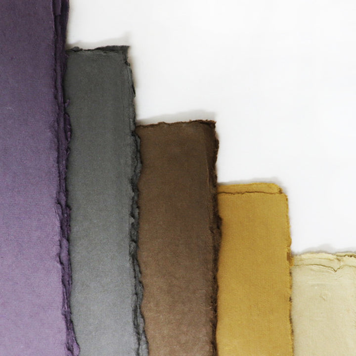Artway Indigo Cotton Rag - Coloured Handmade Paper - Mixed pack of 5 Colours - Earthy Tones - 220gsm/250gsm - A4
