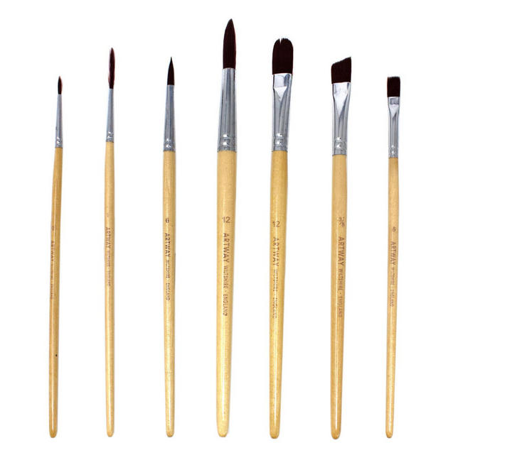 NEW Artway Short Handle Synthetic Paintbrush Set (x7)