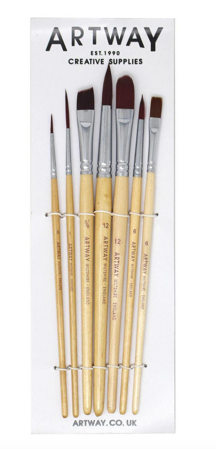 NEW Artway Short Handle Synthetic Paintbrush Set (x7)