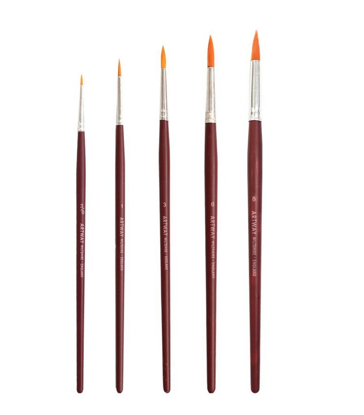 NEW Artway Round Synthetic Fine Point Brush Set x 5