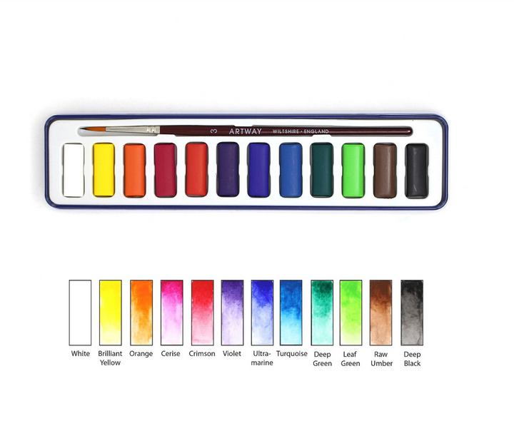 NEW Artway Watercolour Paint Set with Size 3 Brush