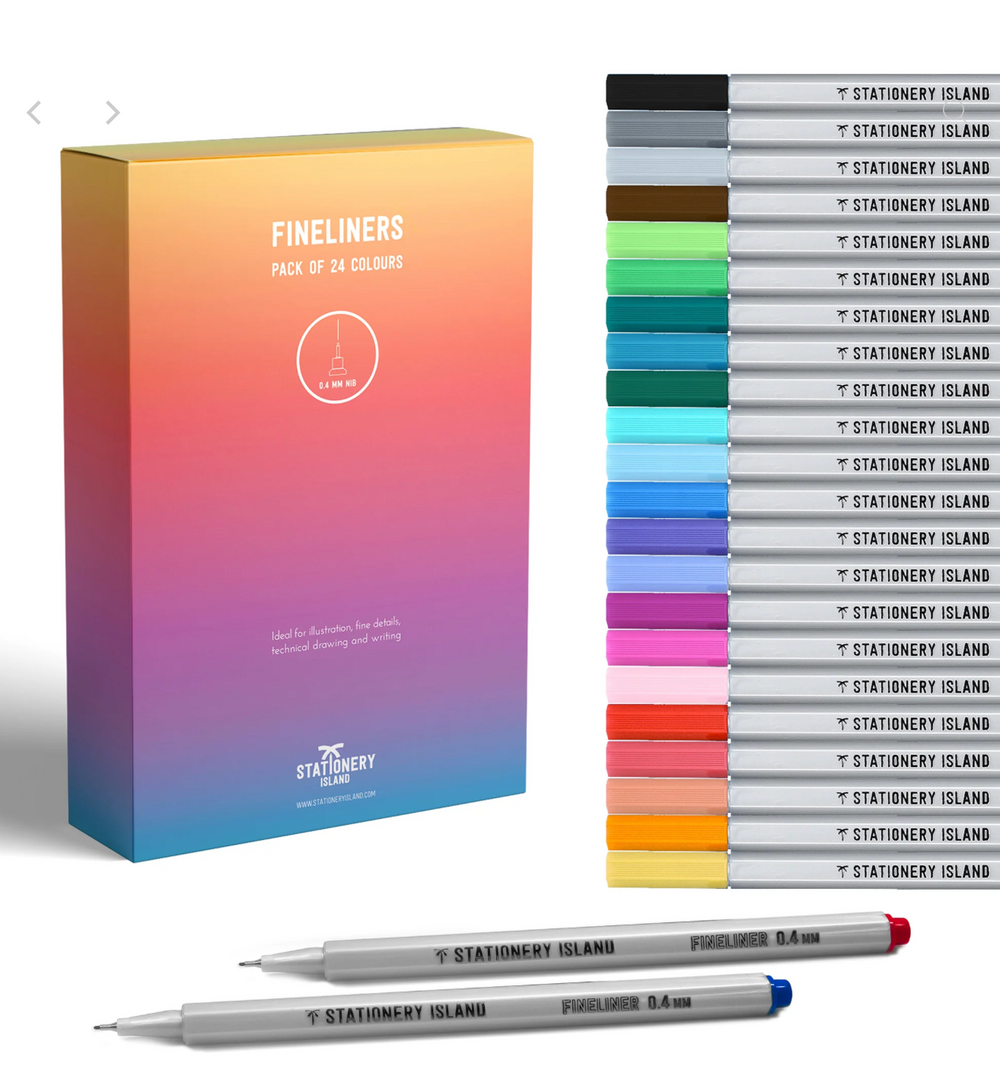 Coloured Fineliner Pens, Set of 24