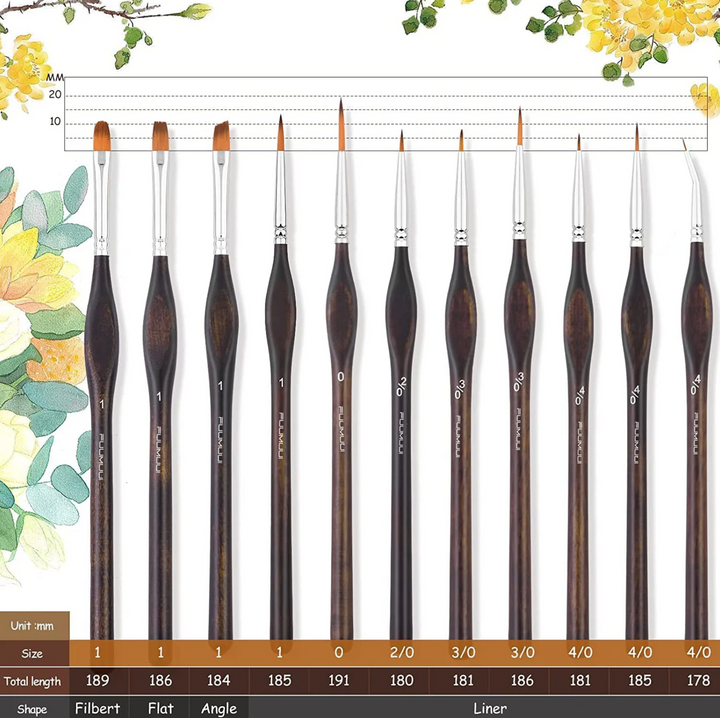 NEW: THE SICILY -  SET OF 11 FINE DETAIL ARTIST BRUSH