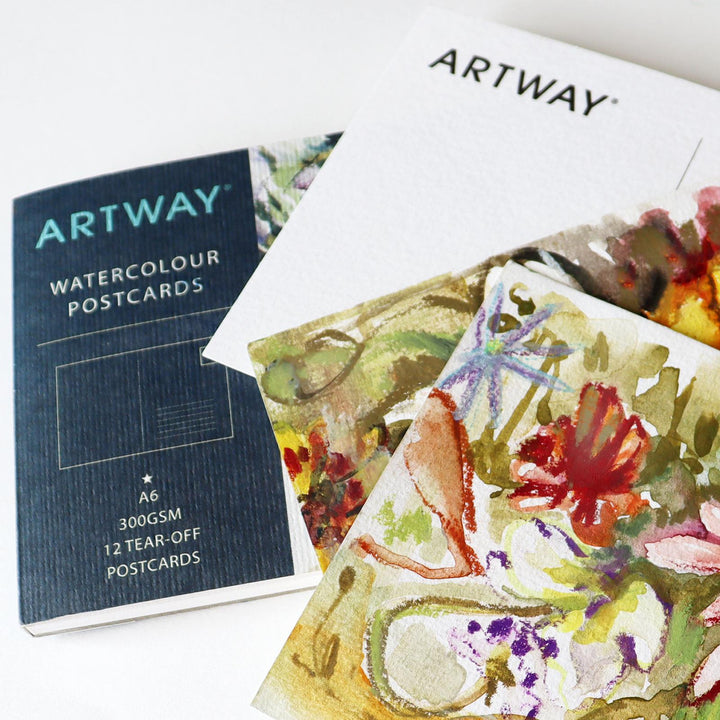 Artway Watercolour Postcard Book – 12 Postcards, A6 300gsm Cold Pressed Paper