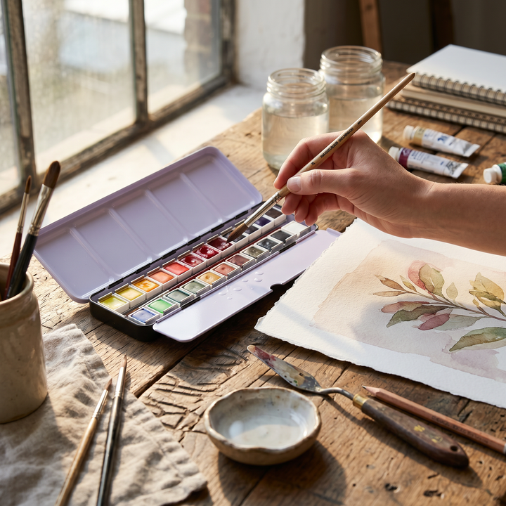 NEW Artway Watercolour Studio 24 Paint Set with pro brush