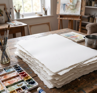 New A3 Handmade 100% Cotton-Rag Paper Packs - 250gsm Mid Texture - 20x A3 Sheets (approx)