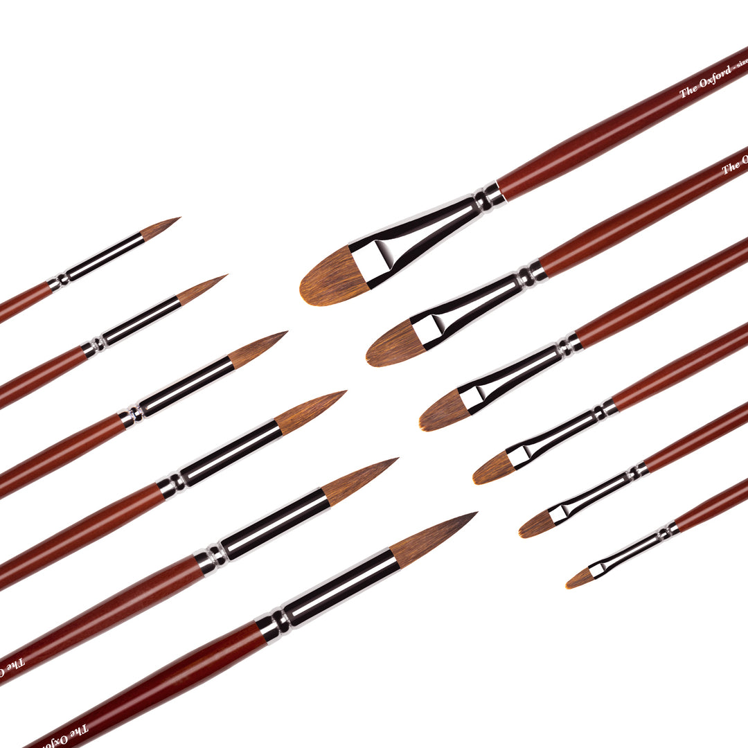 Set of 12 Sable Artist Brushes - 'The Oxford'  (sizes 1-12)