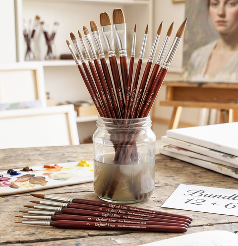Set of 18 sable brushes with free brush bag
