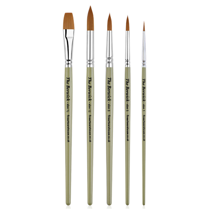 New The Berwick Synthetic Sable Artist Brush Set of 5