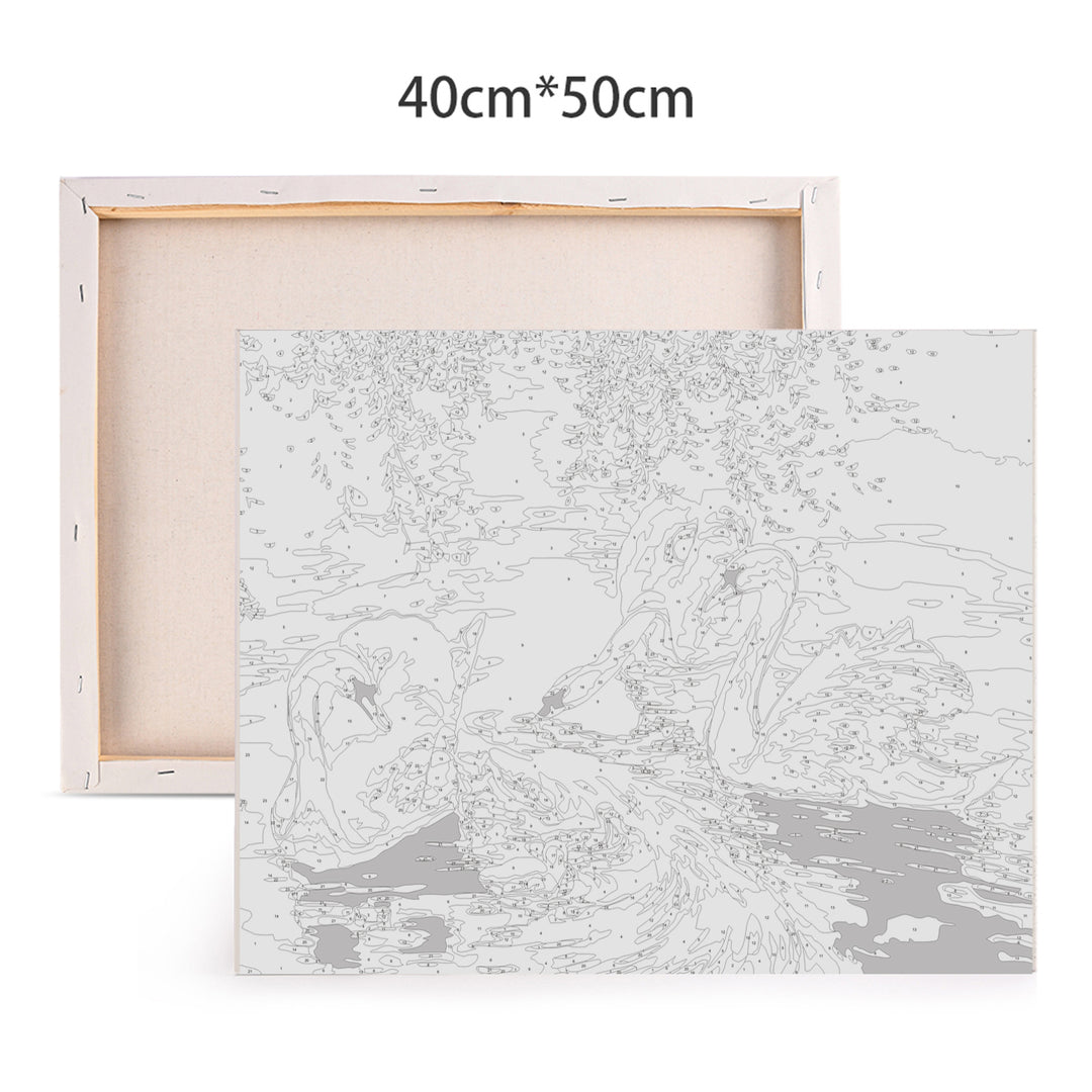 Premium Paint by Number Kit - FRAMED & UNFRAMED - Swans in Sunset - 40cm x 50cm