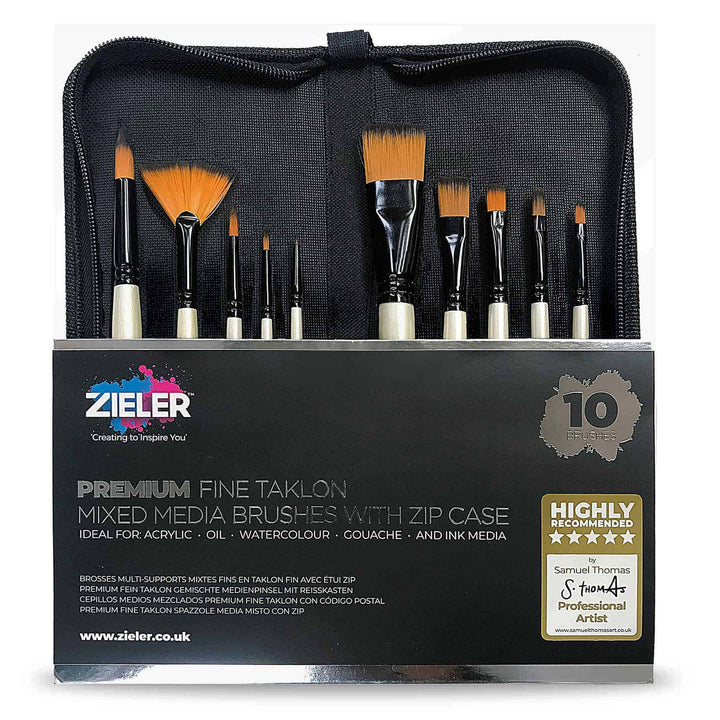 37-Piece Acrylic Paint Set Bundle with Clear A3 Art Bag – by Zieler | 24 Acrylic Colour Set (22ml tubes), A3 Acrylic Pad, 10 Assorted Brushes in Zip Case, 17-Well Palette & A3 Art Carry Bag - The Fine Art Warehouse