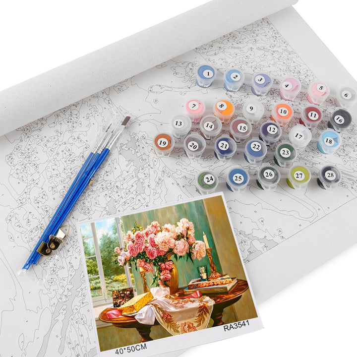 Premium Paint by Number Kit - FRAMED & UNFRAMED - Roses - 40cm x 50cm